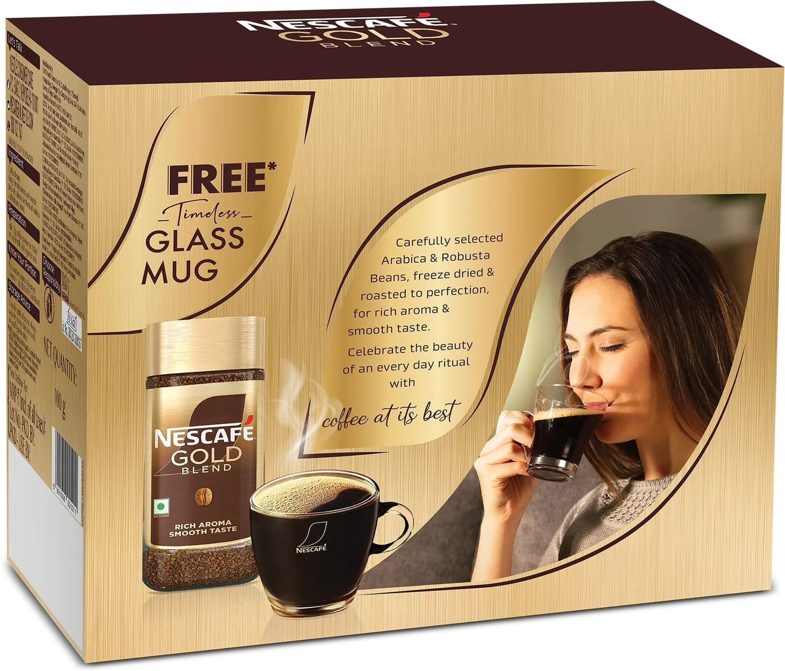 Nescafe Gold Blend Coffee (Free Timeless Glass Mug) - 90 Gm