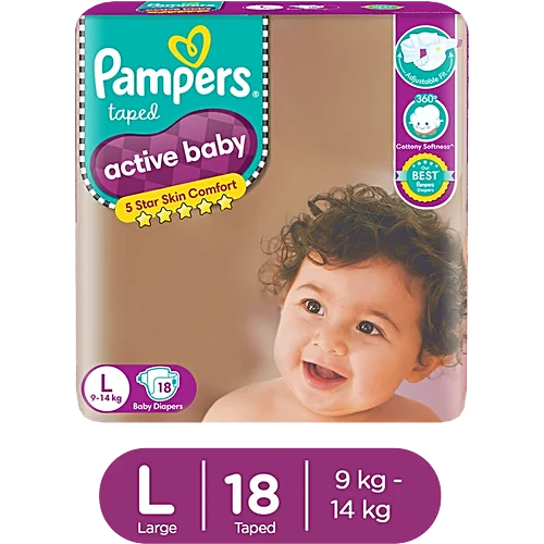 Pampers Active Baby Diapers Large - 50 Piece