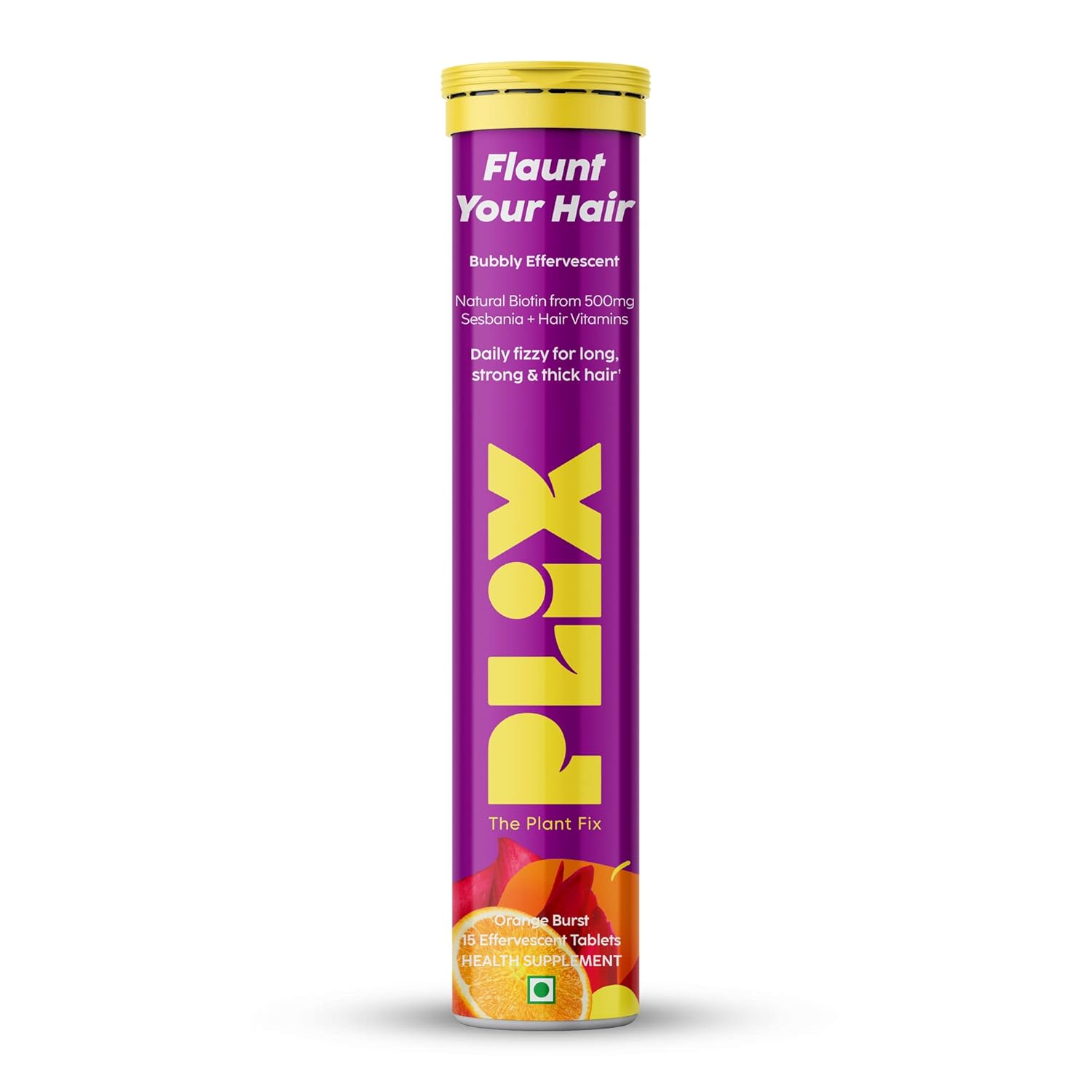 Plix Flaunt Your Hair Orange Burst Effervescent Tablet - 15 Tablet