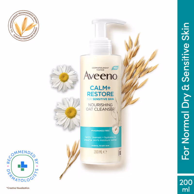 Aveeno Calm Plus Restore Nourishing Oat Cleanser Normal To Dry Skin - 200 Ml